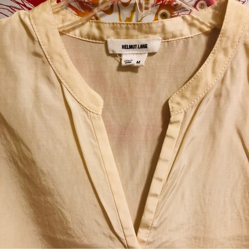 Helmut Lang Ivory Silk Blouse M - Image 5