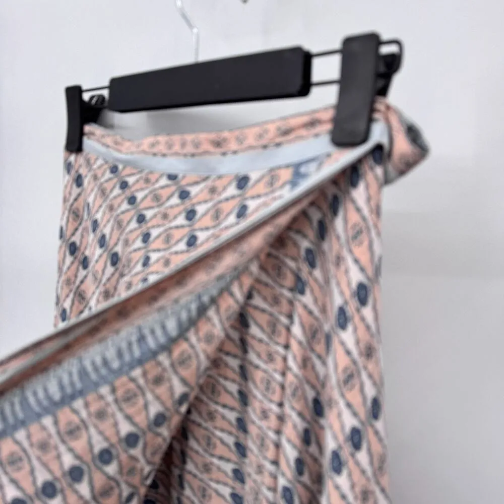 Free People Good For You Wrap Midi Skirt Women 8 Pink Blue Brown Silky Polyester - Image 5