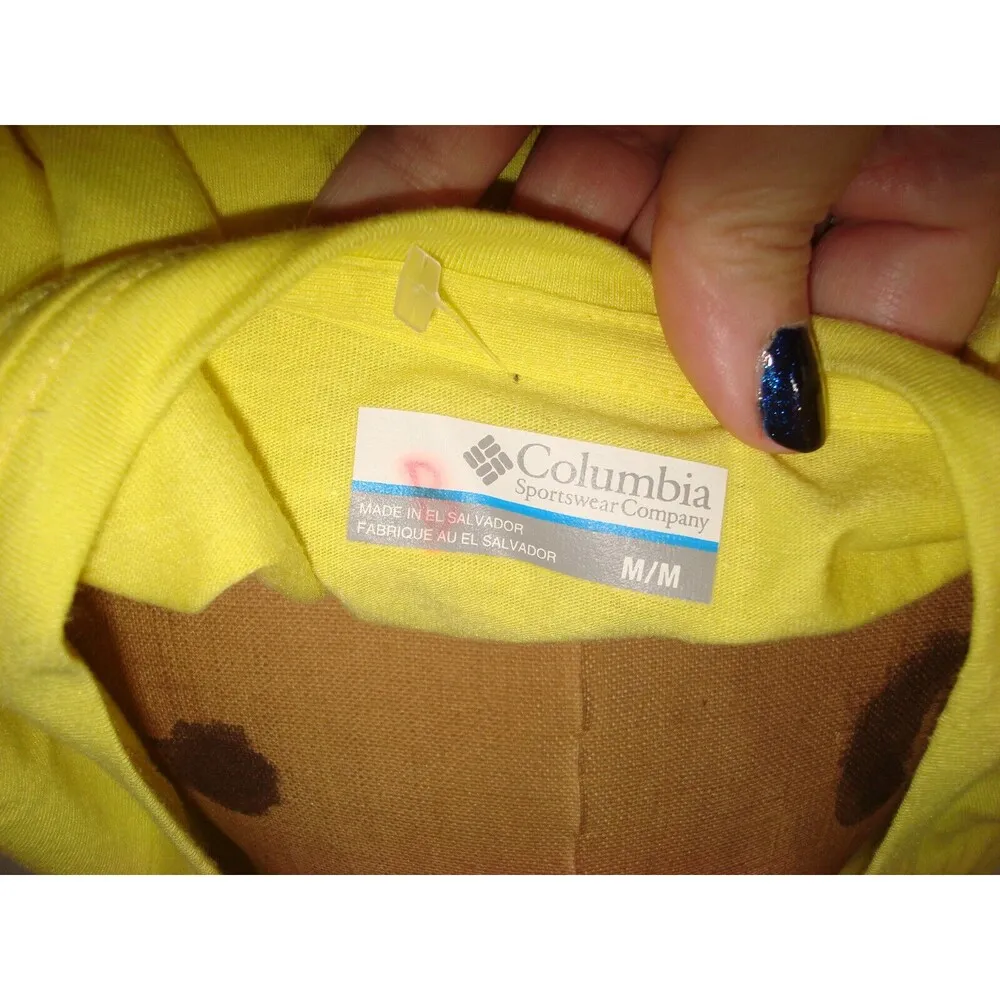 New Womens M Columbia Bright Yellow Logo Tee Shirt V Neck Omni Shade UPF 30 SS - Image 6