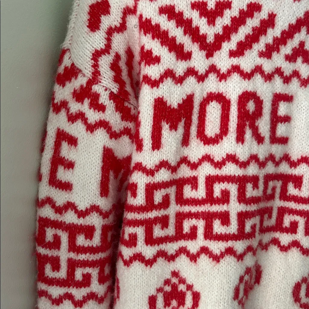 H&M Jacquard-knit Sweater Red White Amore Hearts Size XL Blogger FAVE - Image 9