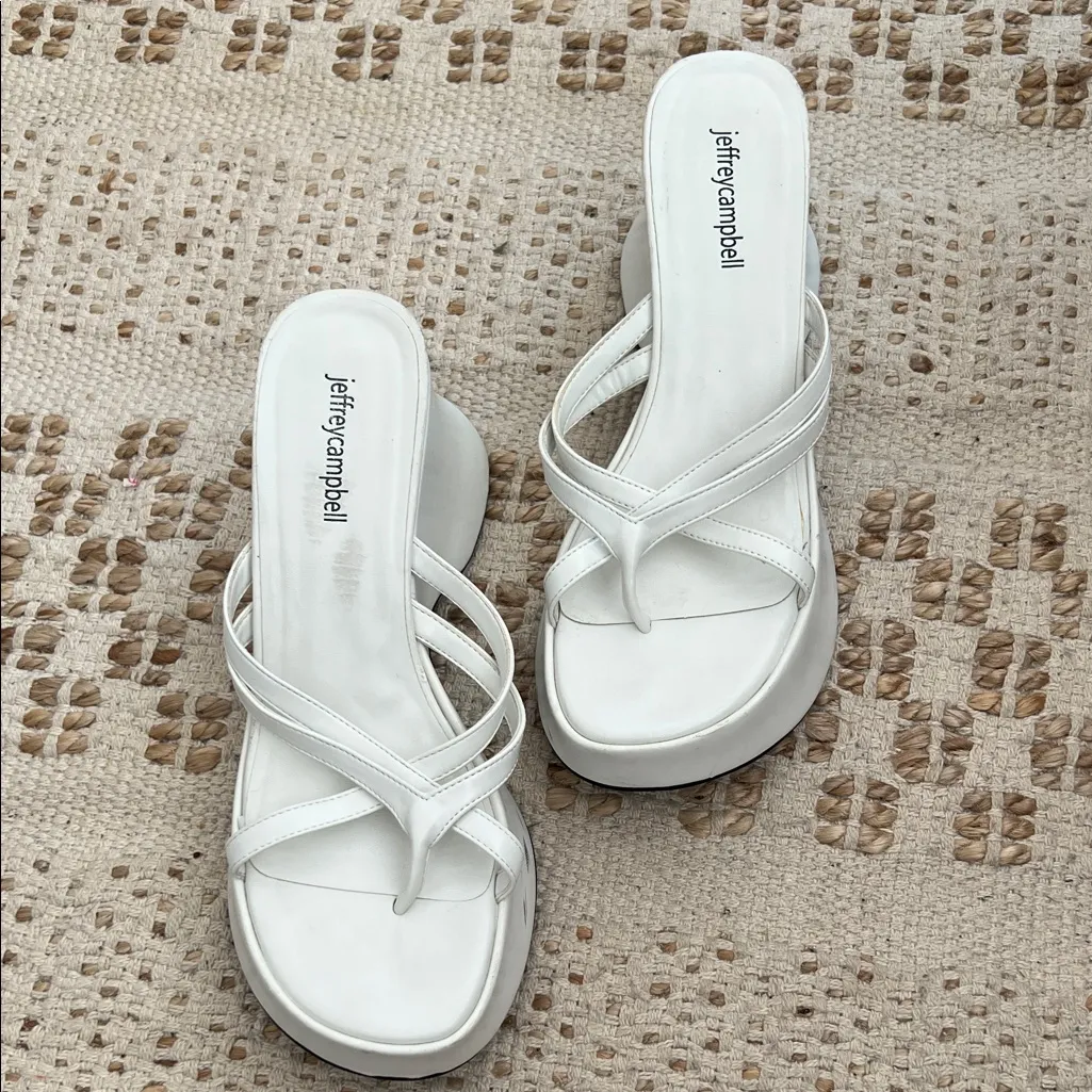 Jeffrey Campbell Year 3000 White Platform Sandals Size 9 - Image 2