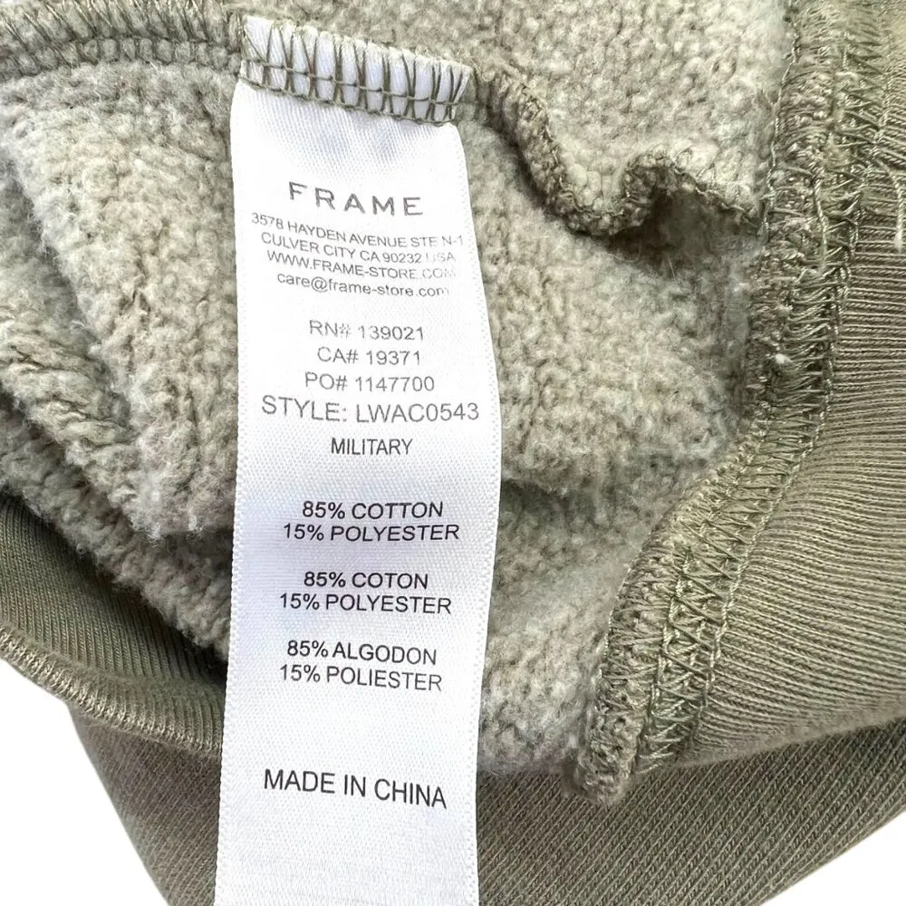 Frame Sporty Half-Zip Sweatshirt Shoulder Detail Military Green Size Small - Image 10