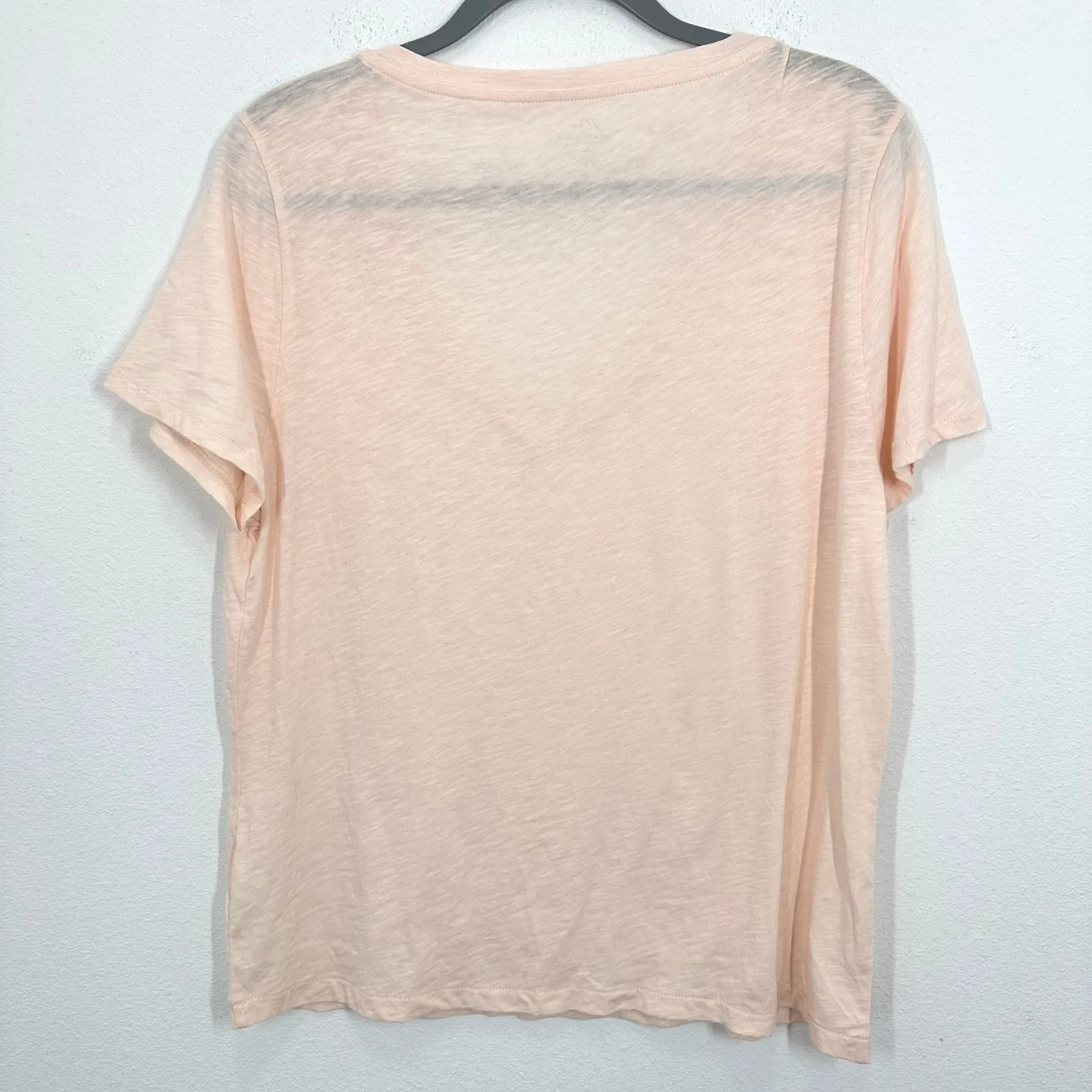 J Crew Vintage Cotton V Neck T Shirt Women's XL Pale Pink Soft Everyday Basic - Image 8