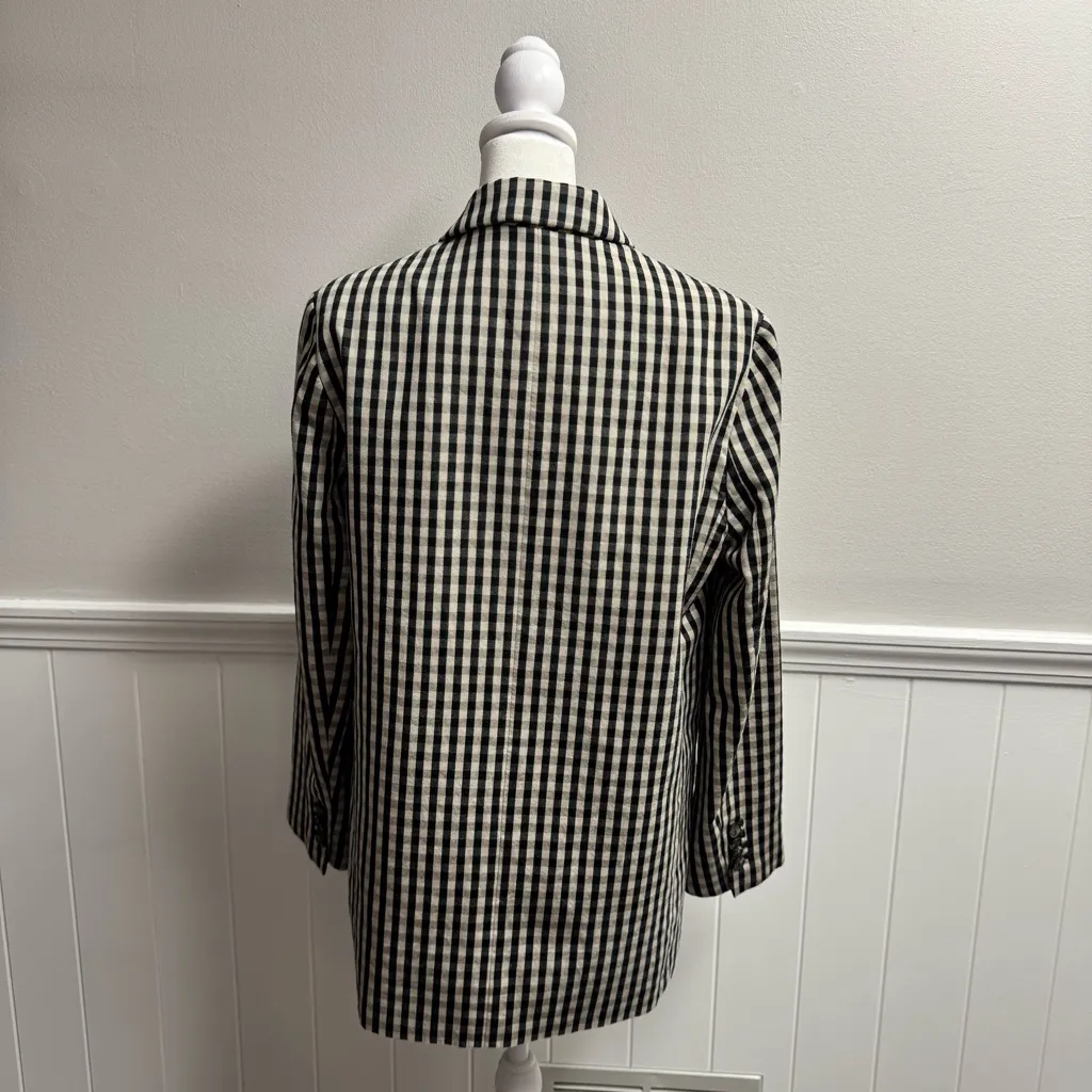 Everlane The Oversized Blazer in Buttersmooth Jacket Gingham Plaid Black Tan 4 - Image 13
