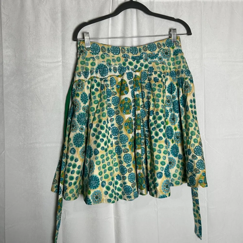 Marc Jacob’s Y2K Green & Blue 100% Cotton Floral Print Knee Length Skirt Size 2 - Image 2