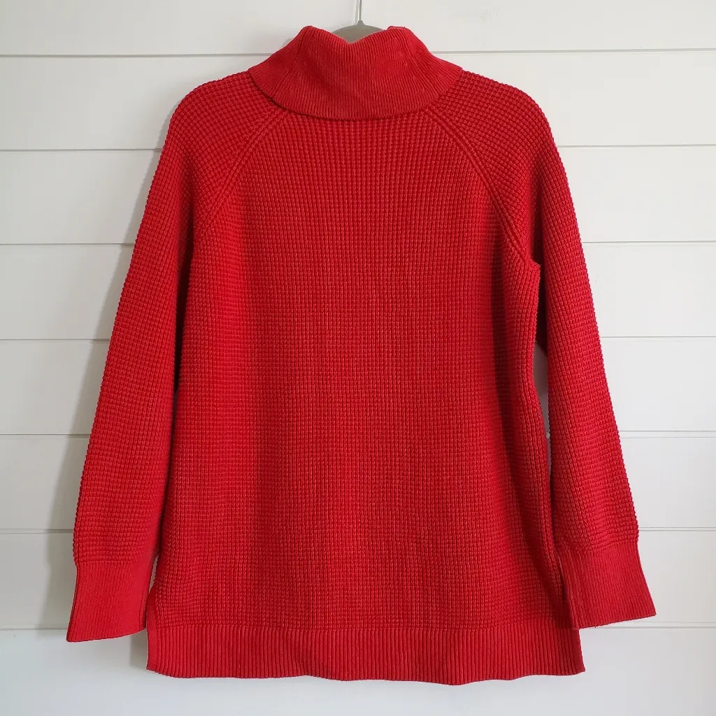 Michael Kors  Sweater Size Medium Red Chunky Open Knit Cowl Neck Size‎ XL - Image 4