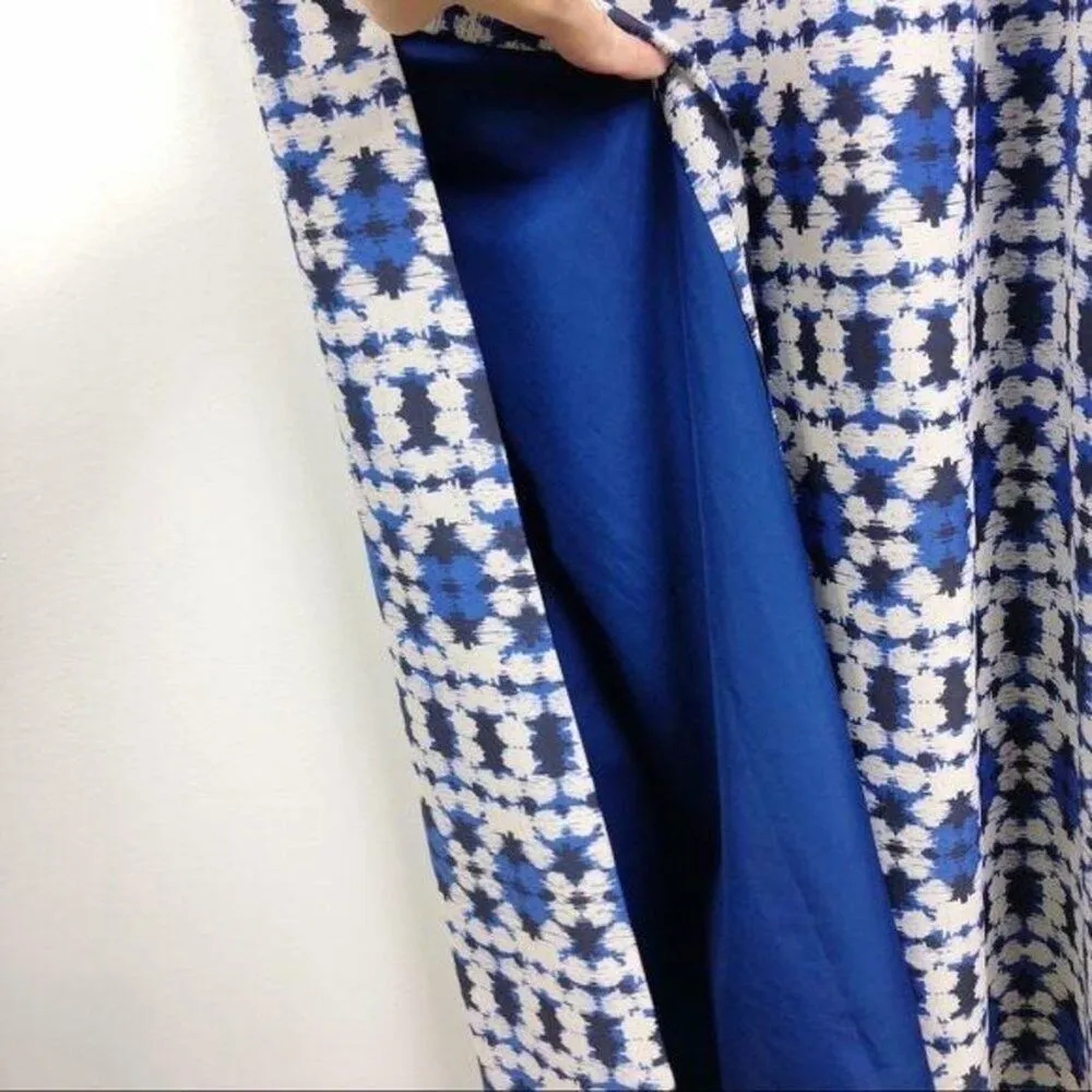 J. Crew Navy Geometric Printed Maxi Dress Long Spaghetti Strap Halter Neck SZ 6 - Image 7