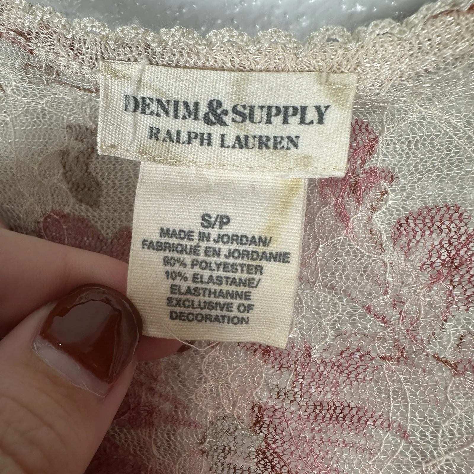 Denim & Supply Ralph Lauren Floral Lace Top Small Mesh Cottagecore Y2K Prairie - Image 5