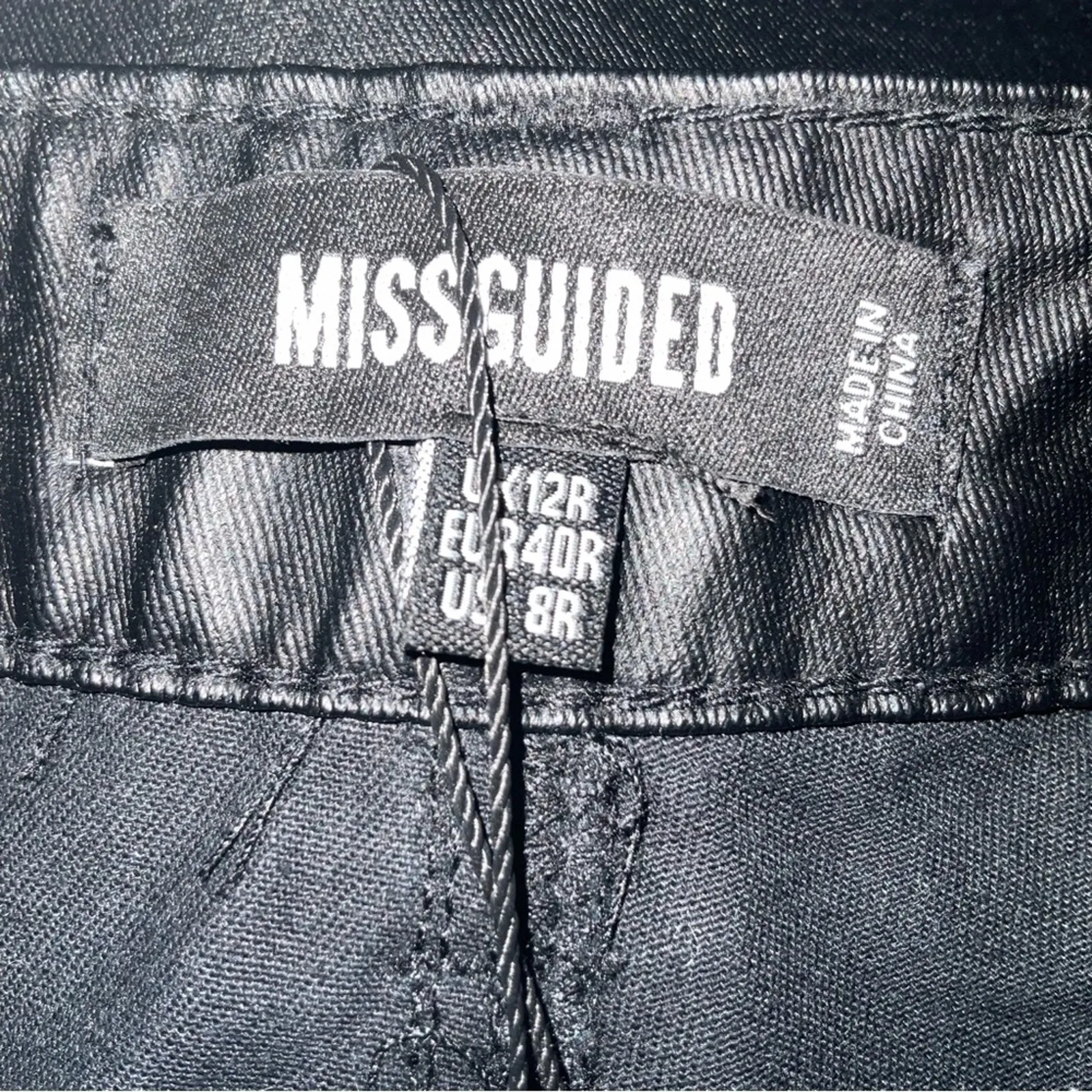 Missguided Black Coated Denim Pleather Carrot Jean 8 Rocker Punk Goth Mobwife - Image 8