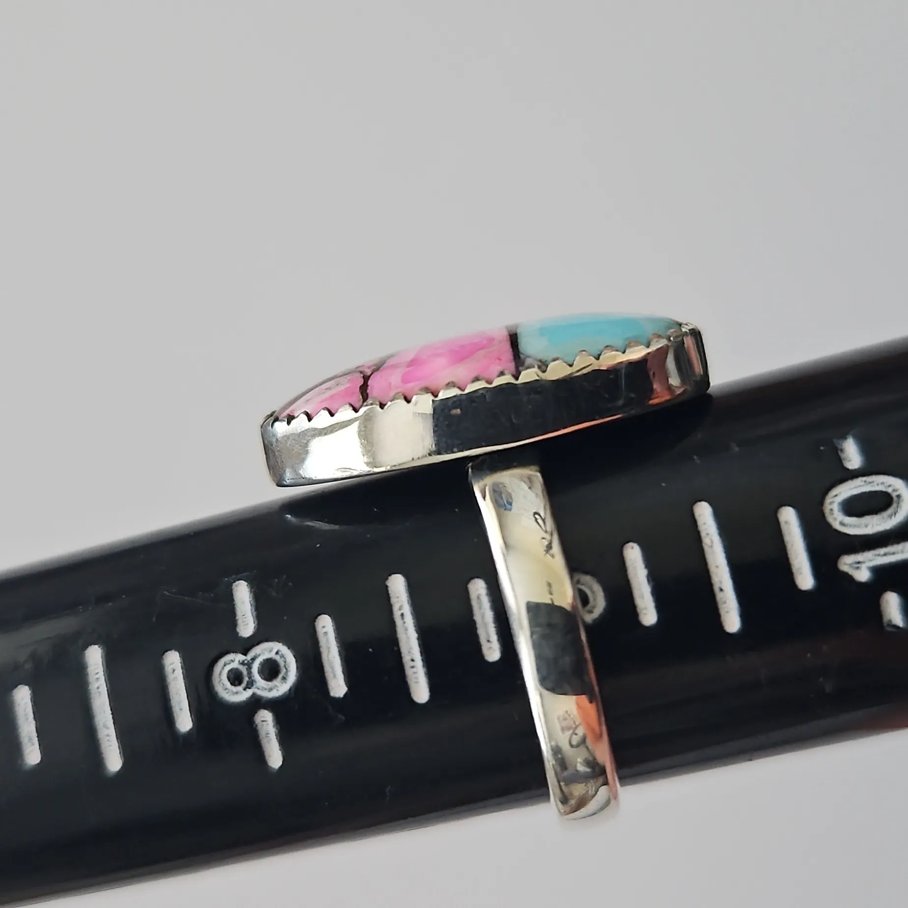 Cotton Candy Turquoise Oval Ring Size adjustable - Image 2