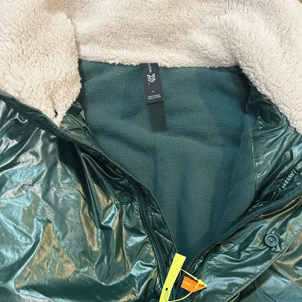 All in Motion Women’s Hooded Jacket Green Full Zip Sherpa Lined Size L NWT - Image 5