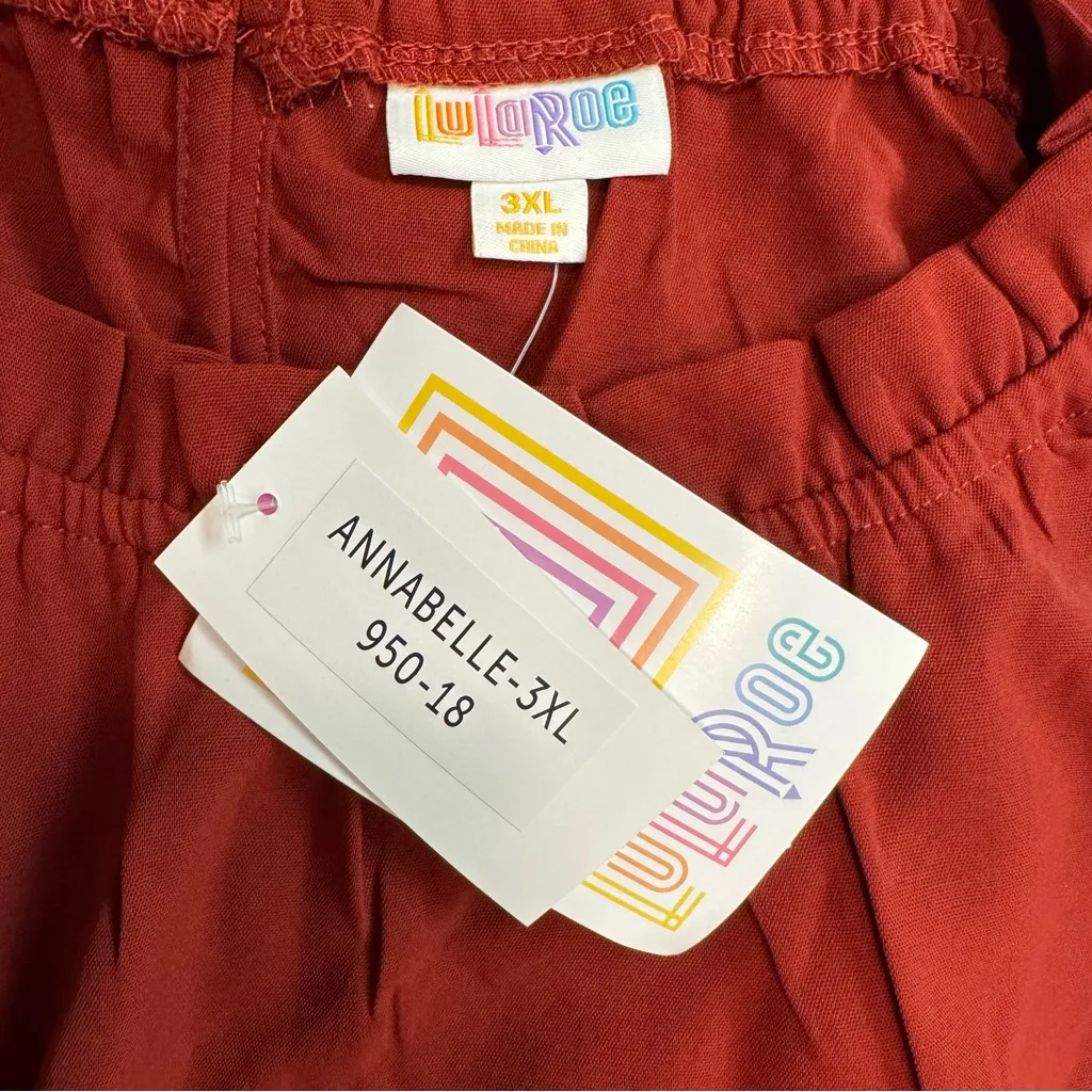 LuLaRoe Red Annabelle Ruffle Tiered Long Sleeve Boho Peasant Dress Size 3XL NWT - Image 3