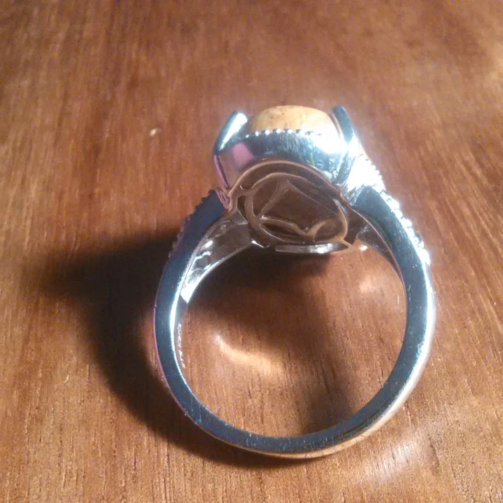 Script Stone Platinum Bond Brass Solitaire Ring (Size 9) - Image 9