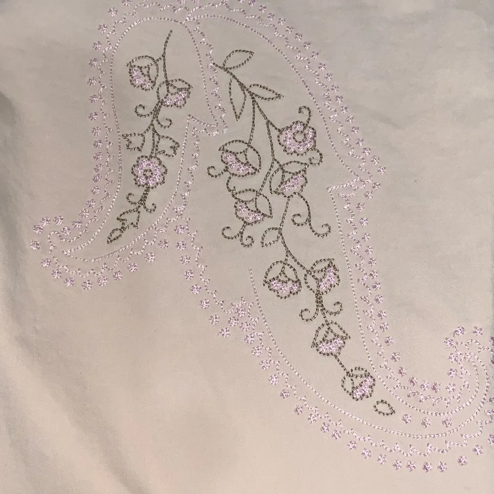 Karen Kane Cream Cotton With Pink Floral Embroidery Straight Leg Casual Pants 14 - Image 4