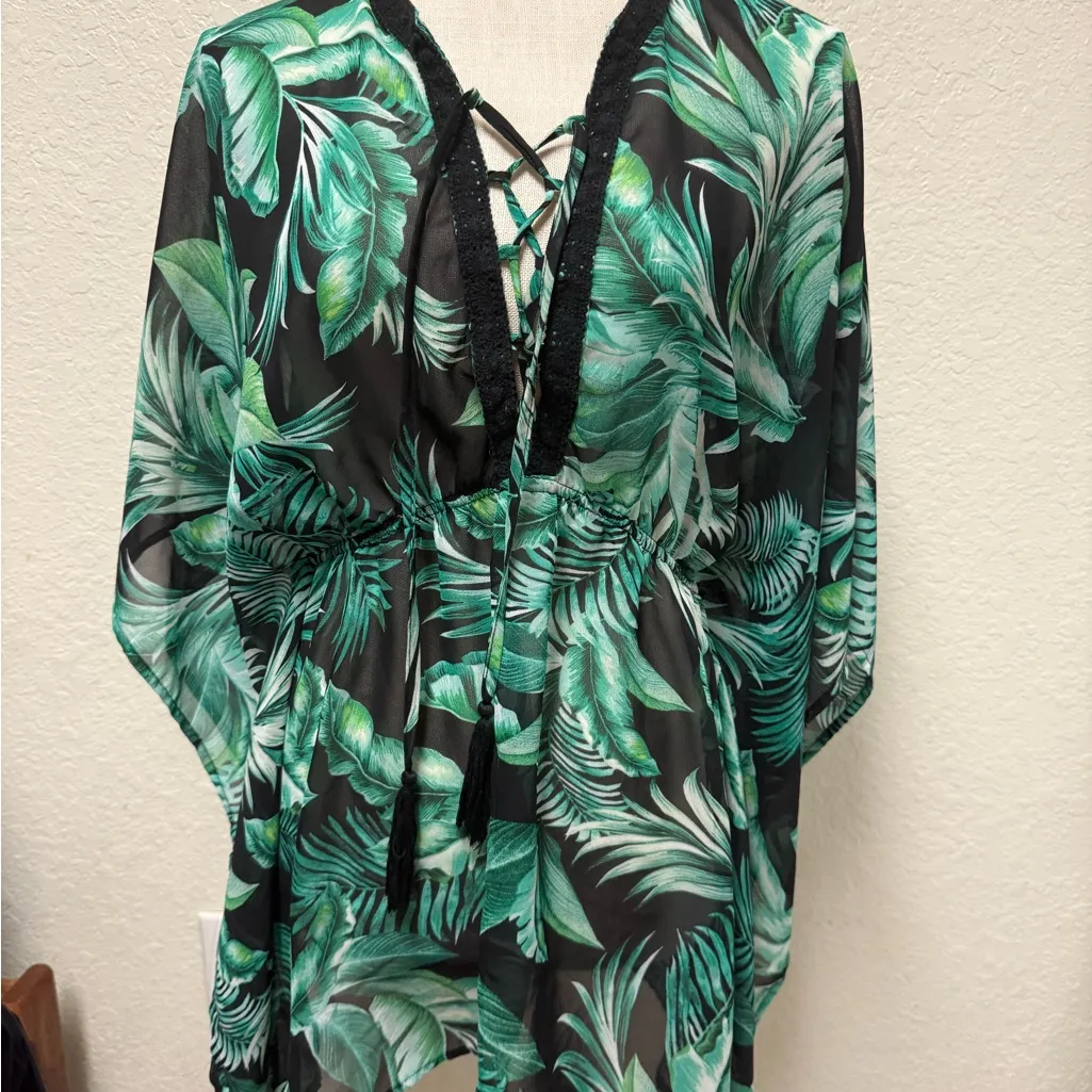 TiniBikini Green Leaf Swim Coverup Size Small/Medium - Image 7