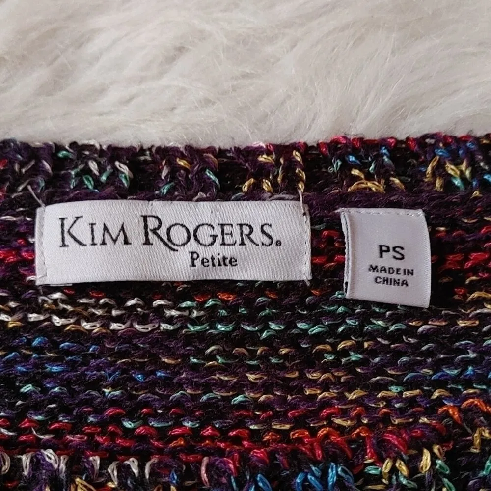 Kim Rodgers Petite Petite Small PS Multicolor Rainbow Black Sweater Knit Top - Image 6