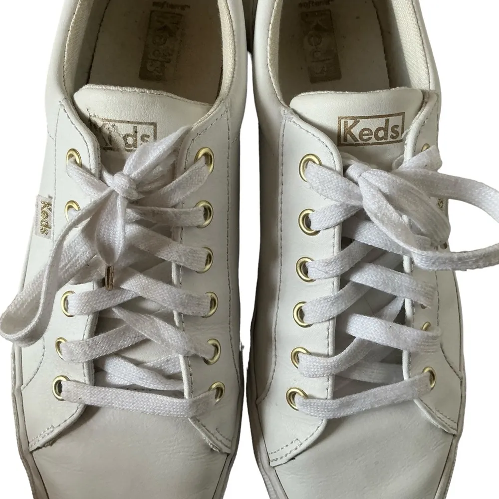 Keds jump kick leather sneaker white leather lace up shoes size 11 WH63681 - Image 7