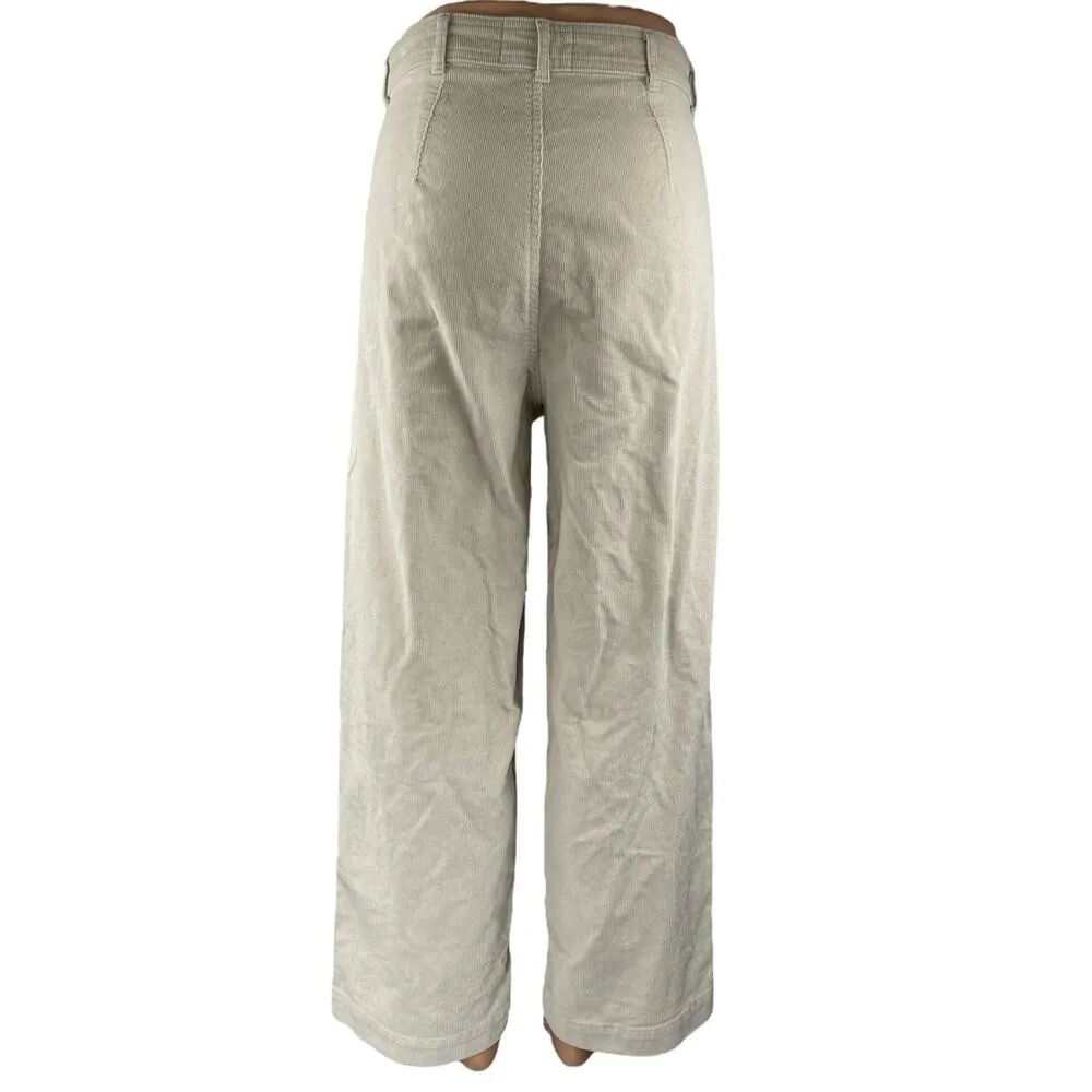 Everlane Cream White Corduroy Wide Leg High Waisted Baggy Trousers Dress Pants 8 - Image 3