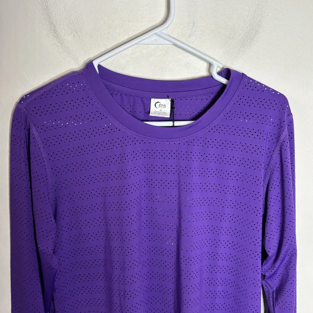 Zyia Active Purple perforated chill long sleeve athletic top size XL - Image 4