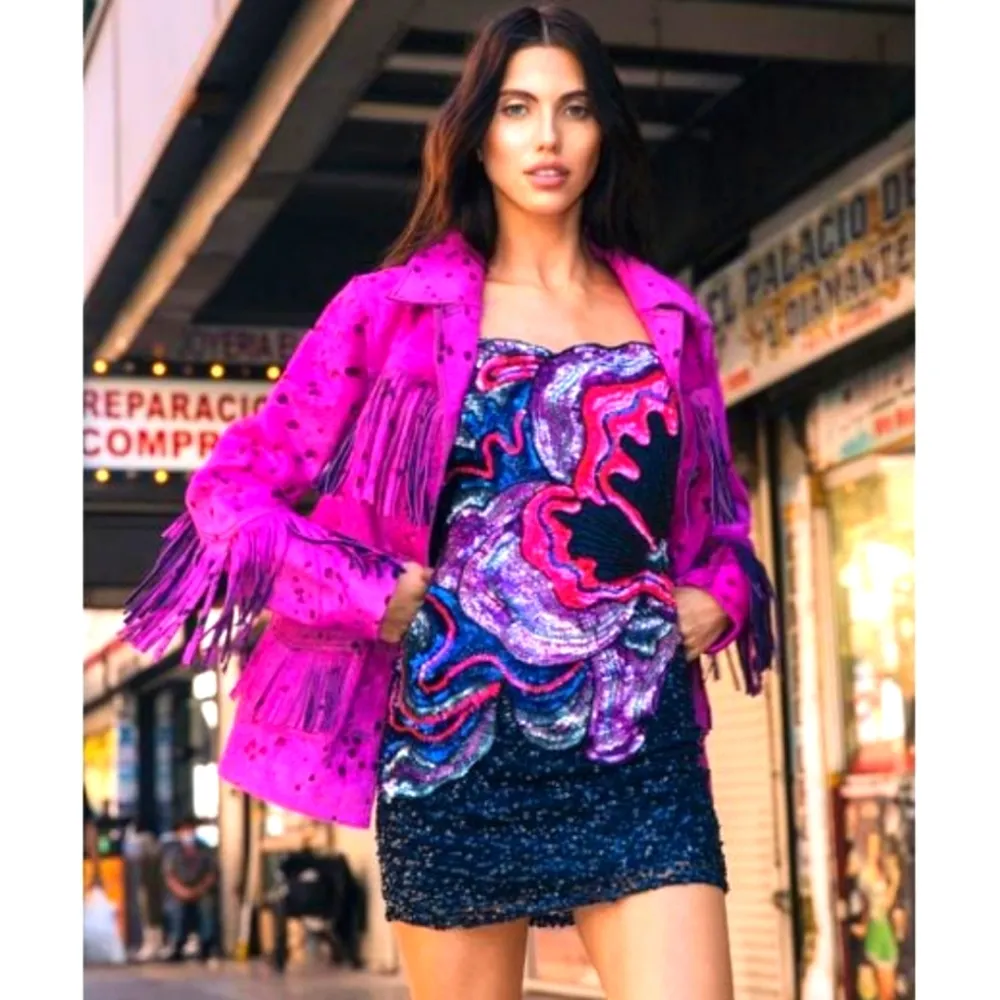 COPY - NWT NASTY GAL  Abstract Floral Sequin Strappy Mini Dress Size 2 - Image 2