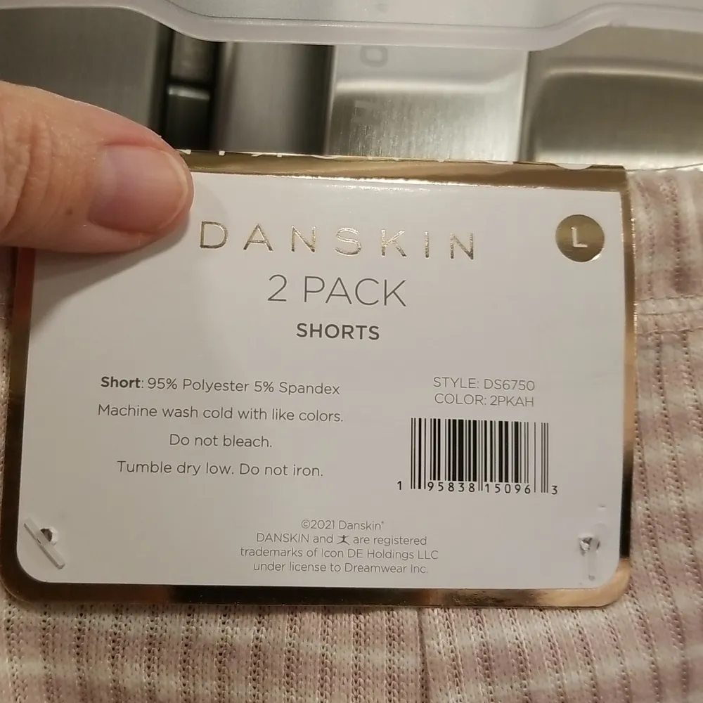 💕DANSKIN💕 PJ Prints & Solid Ribbed PJ Shorts 2Pk Pink & Gray Pattern Large NWT - Image 7