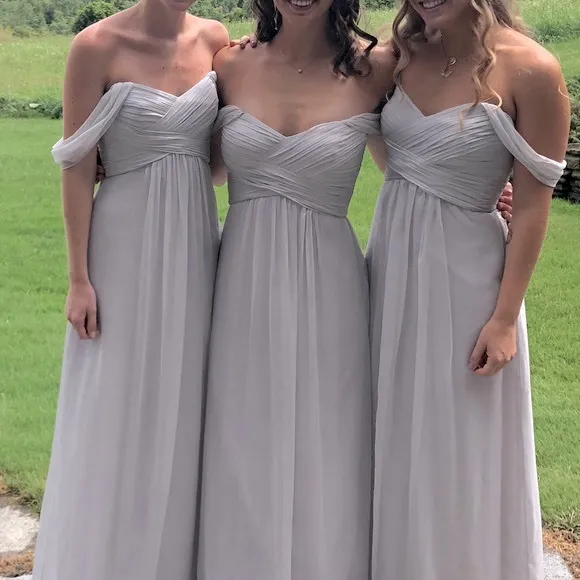 AMSALE Sarabeth Dove Gray Flat Chiffon Bridesmaid’s Dress Size 2 - Image 2