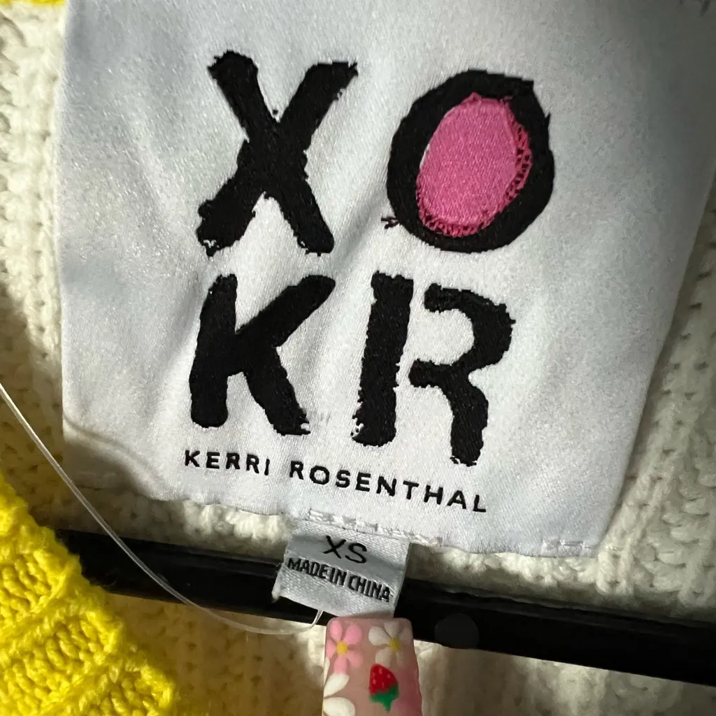 Rosenthal White Sweater with Yellow Trim Size XS - Image 4