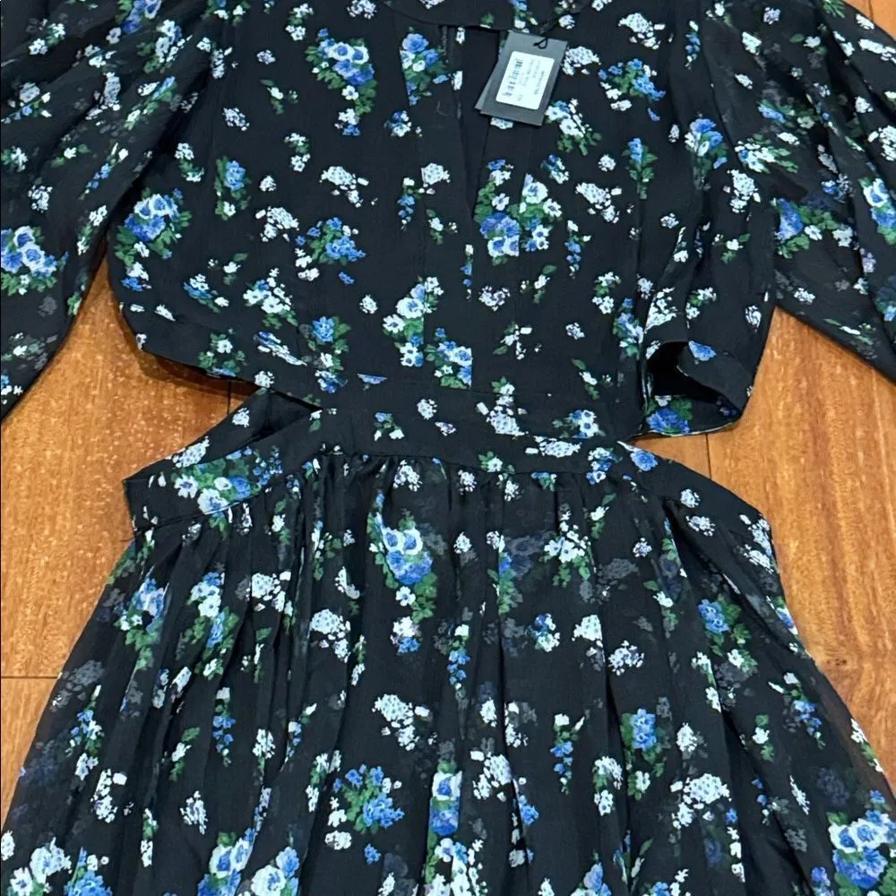 NWT MAJE Risof Maxi Cutout Elegant Black Floral Women's Dress size 38 - Image 7