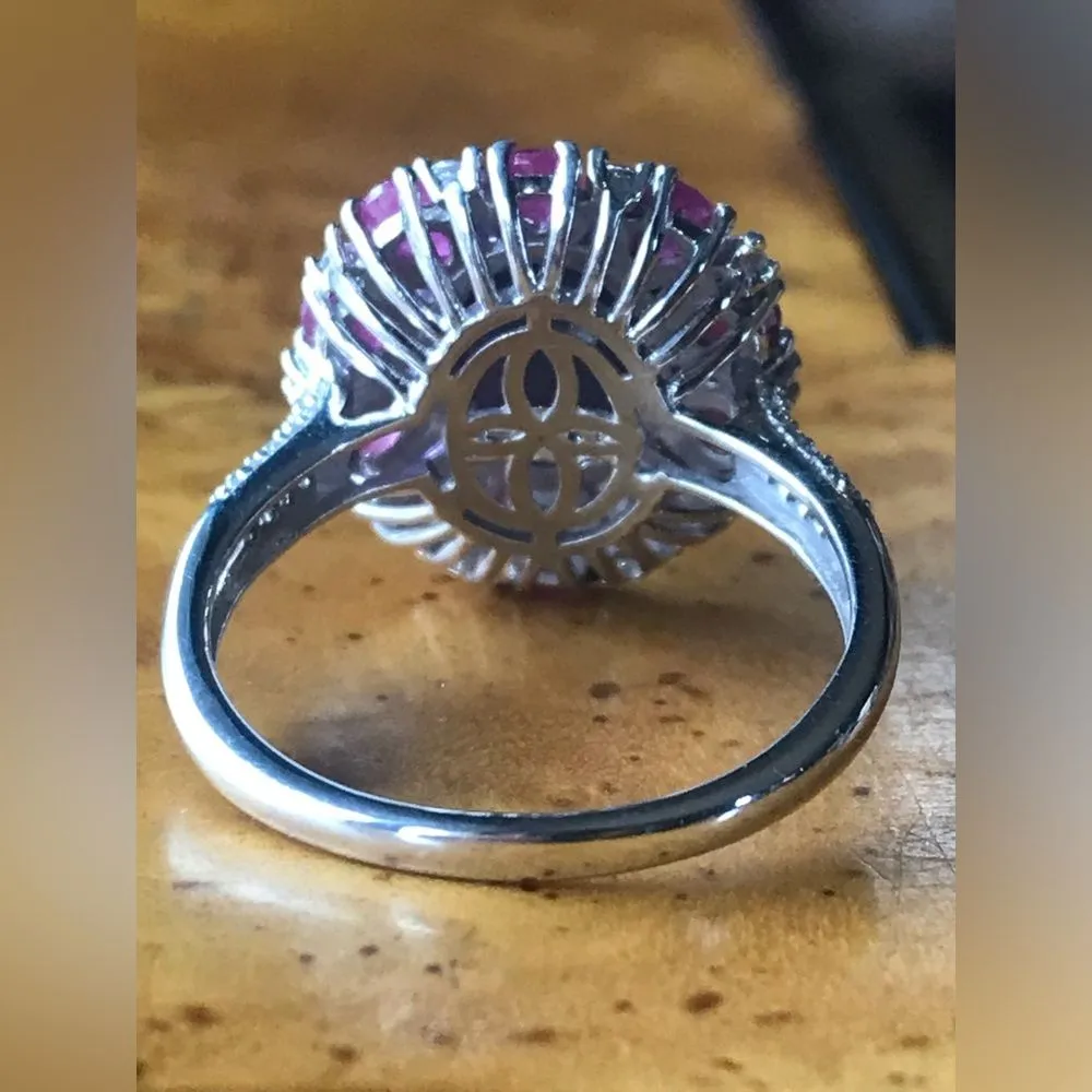 Natural Star Ruby Sterling Silver Cocktail Ring Size 10 Purple - Image 4
