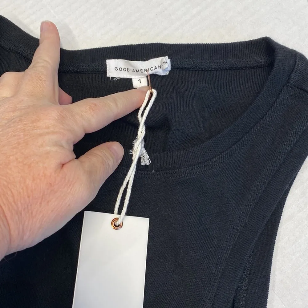 GOOD AMERICAN - Ruched Mini Tank Dress 
IN BLACK WOMENS size 1 (small) (b19) - Image 4