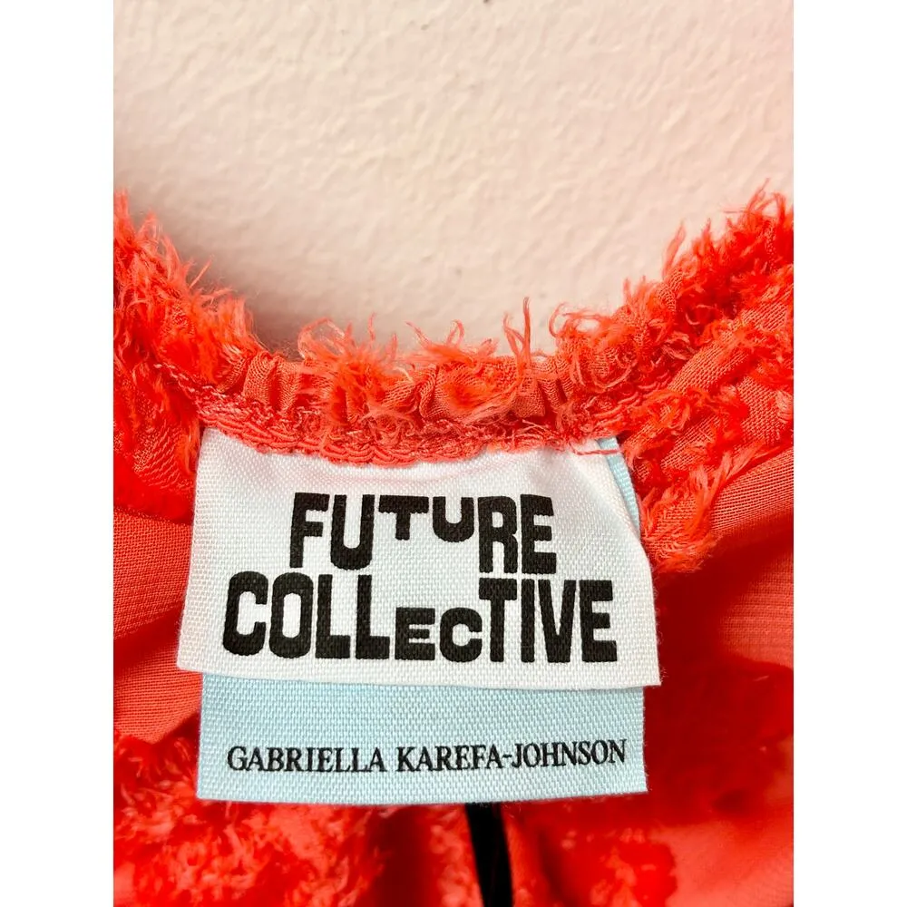 NWT Future Collective Floral Puff Sleeve Babydoll Mini Dress red Women's Sz XS - Image 5