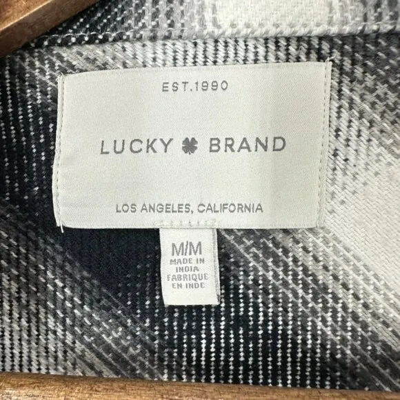 Lucky Brand Women's Size‎ Medium Oversized Black Grey White Thick Shacket Fall - Image 3