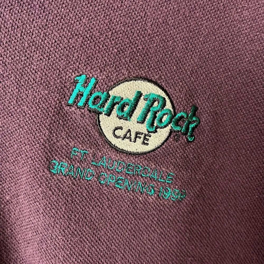 Hard Rock Cafe Fort Lauderdale Grand Opening Polo Shirt Vintage 1993 Purple Logo - Image 4