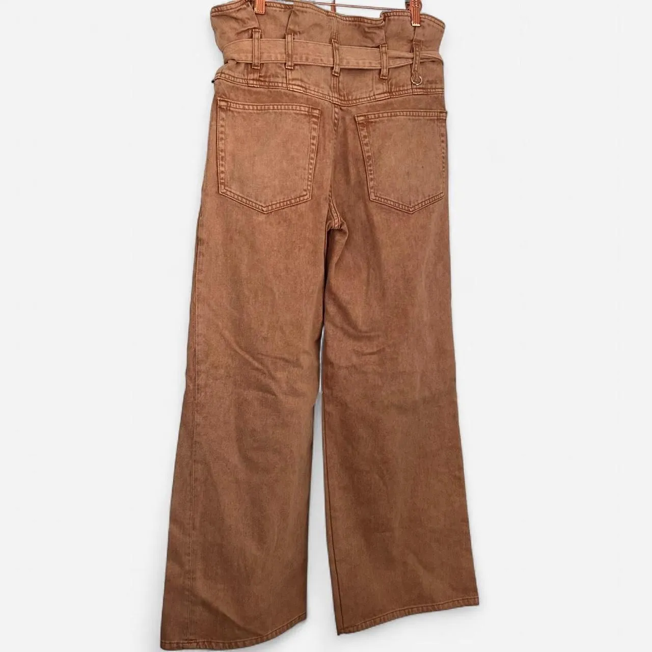 Ulla Johnson Sylvan Paperbag Belted Wide-Leg Jeans – Runway Boho Minimal (L) - Image 3