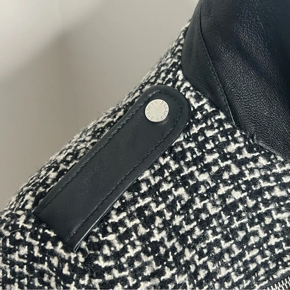 Bradley Bayou Houndstooth Women's Leather Trim Coat Size Medium SKU#J47 White - Image 4