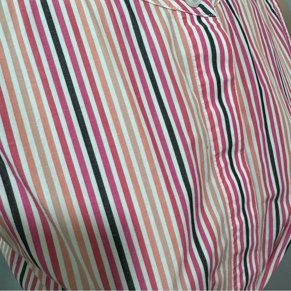Calvin Klein Sleeveless Button Front Shirt Dress Candy Pin Stripe Pink Tie 2 - Image 5