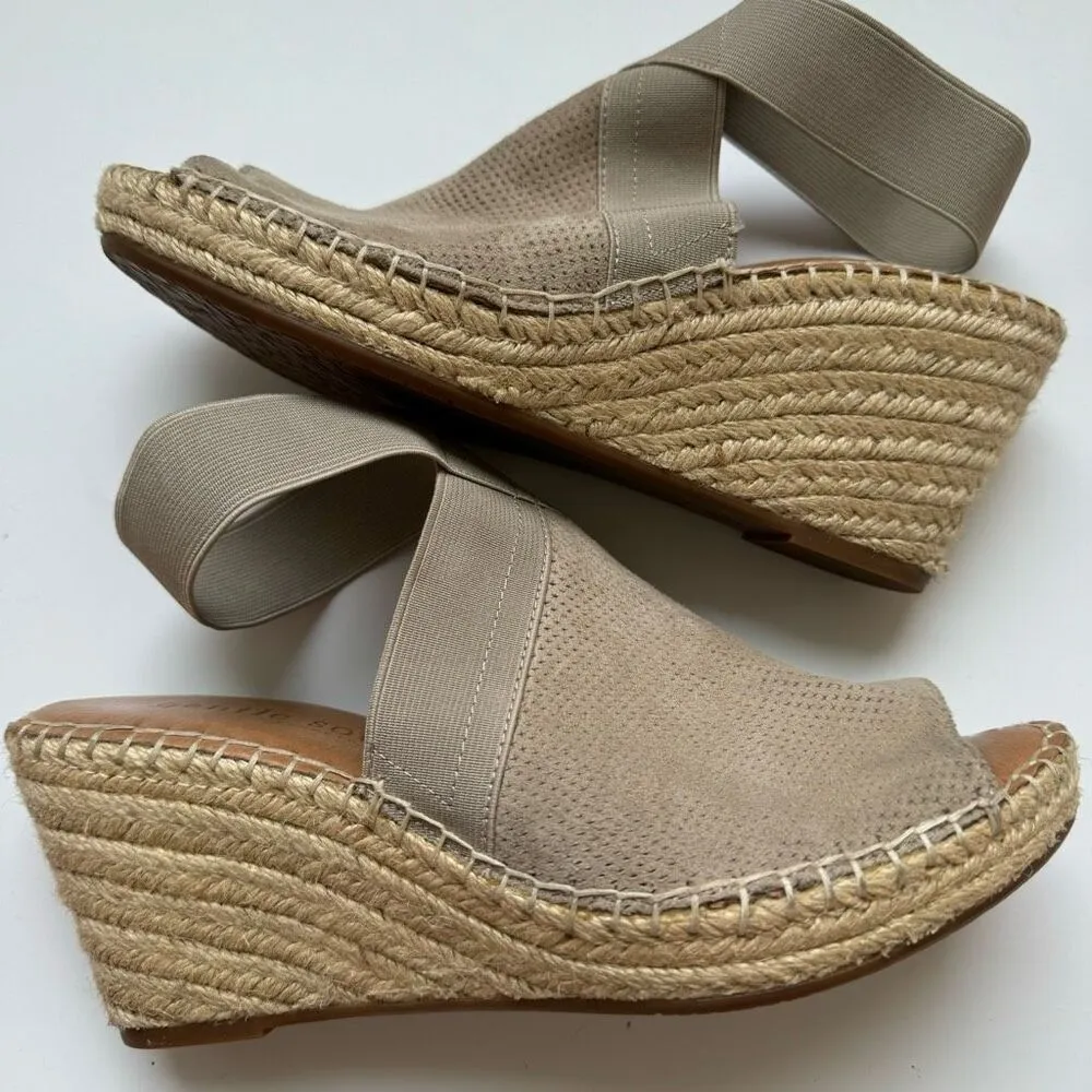 Gentle Souls Colleen Espadrille Wedge Sandals Womens 8 M Grey Tan Suede Shoes - Image 3