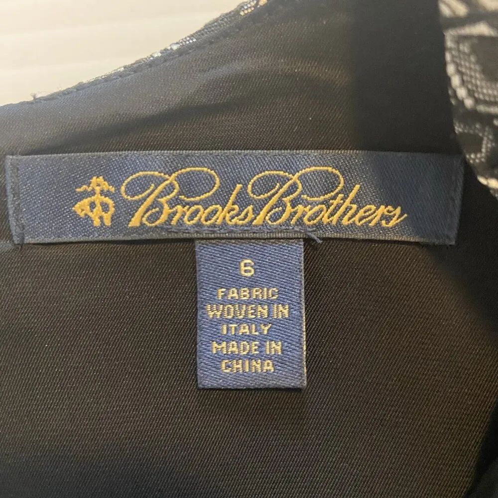 Brooks Brothers Sheath Dress Black Silver Geometric Star Jacguard Size 6 Office - Image 11