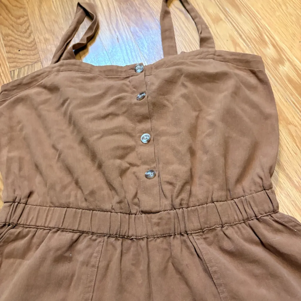 Ee:some Romper Jumpsuit Brown Women’s M Boho Indie Festival Cottage Hobbit Tan Size M - Image 2