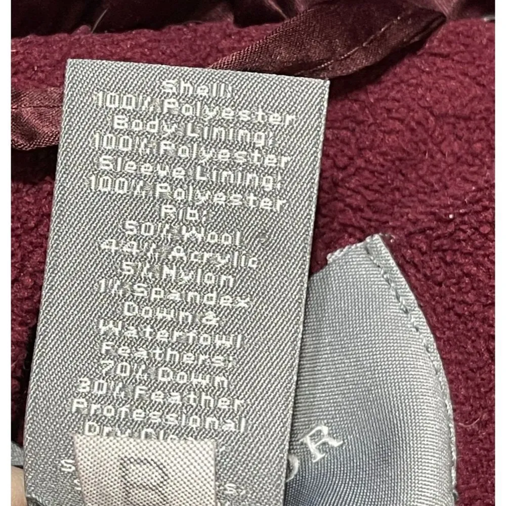 Ann Taylor Down Filled Jacket Coat Maroon Full Zip (READ FLAW) Size L Large - Image 6