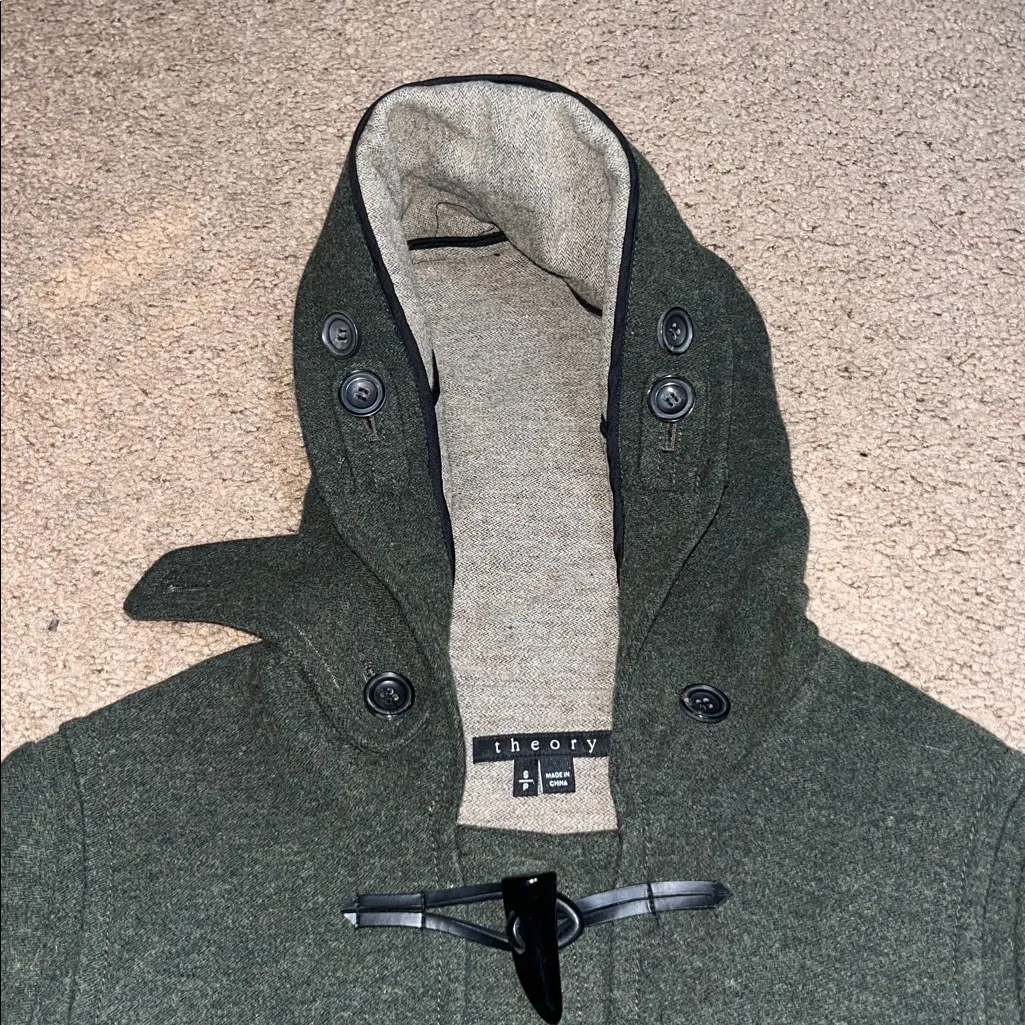 Theory Camire Honorum Wool Blend Toggle Coat Hood Green Small ASO Gilmore Girls - Image 4