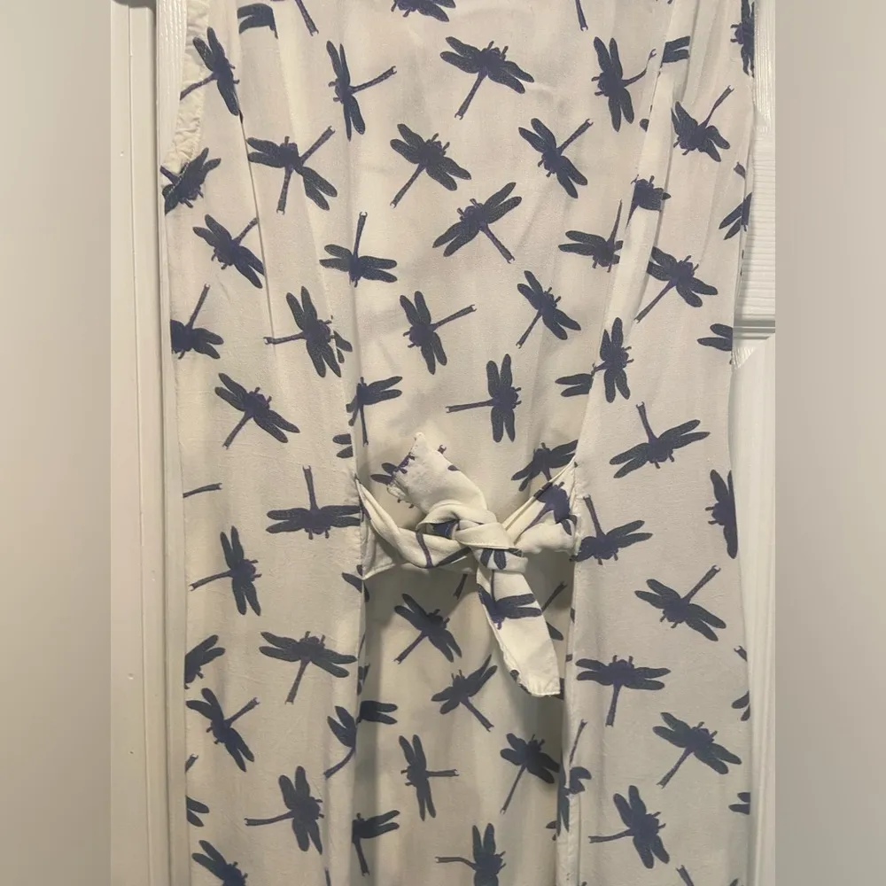 Big Island Size M Sleeveless Shell Button Dragonfly Print Collared Mini Dress White Size M - Image 9