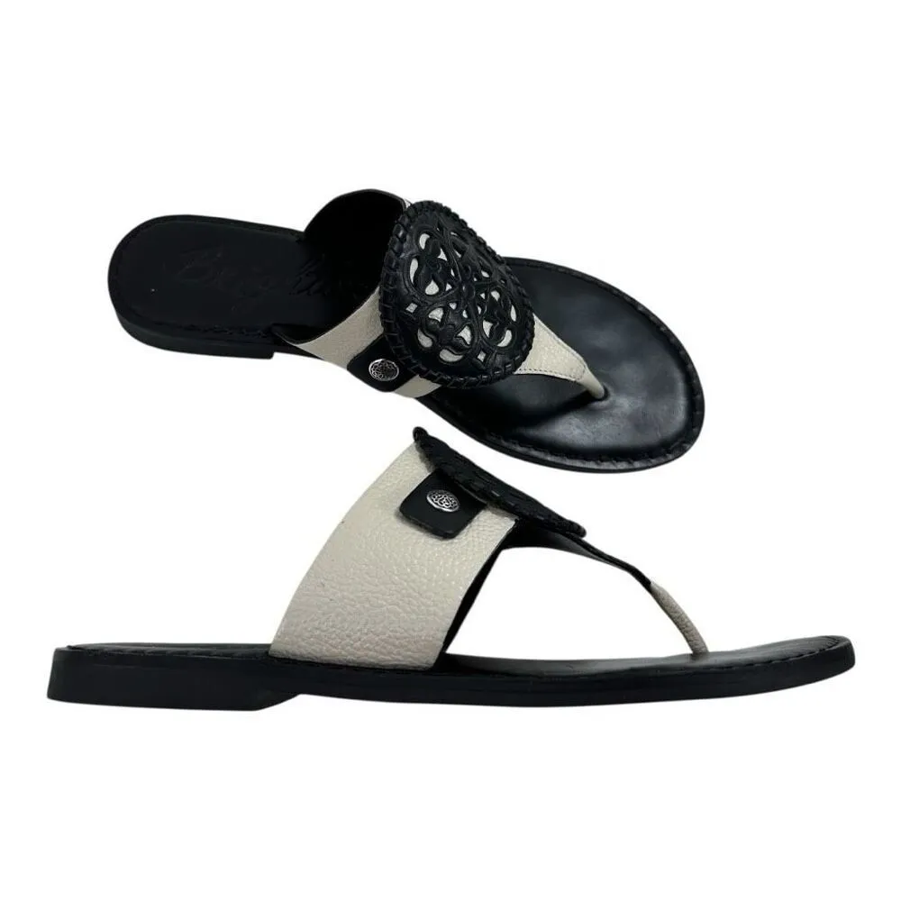 Brighton Alexa Leather Black/White Slip On Sandals Women Size 8.5 - Image 8