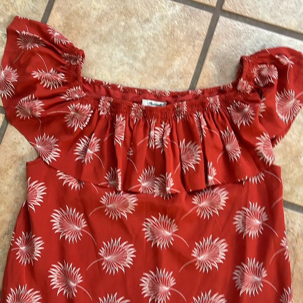 Madewell silk Chic burnt orange Dress with Floral Design - Image 2