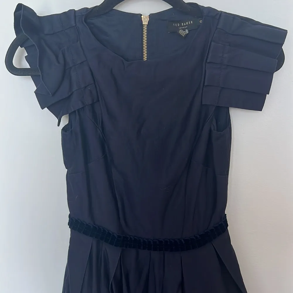 Ted baker black midi dress with full skirt and velvet trim - Image 6