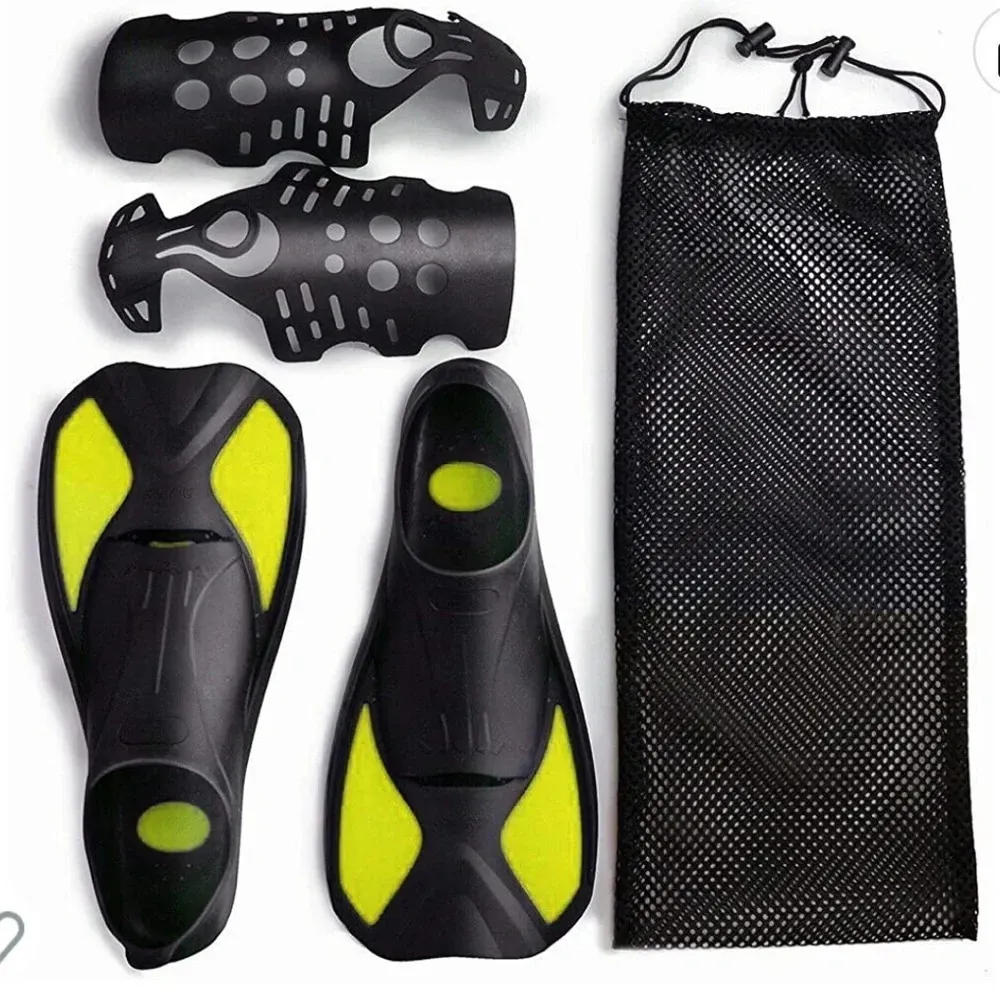 New!! Unisex swim fins size black/yellow, Size XS Black - Image 3