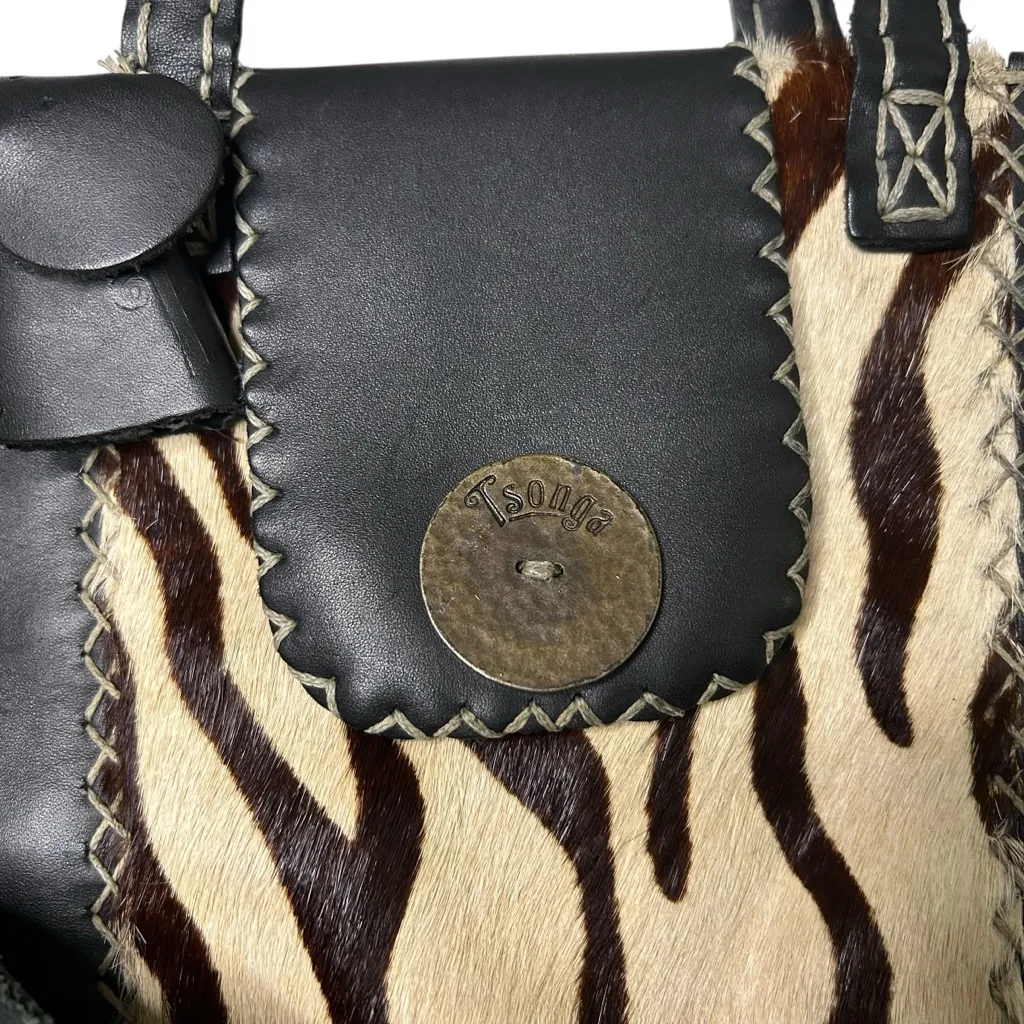 Rare Tsonga South Africa Handmade Genuine Leather & Zebra - Image 3