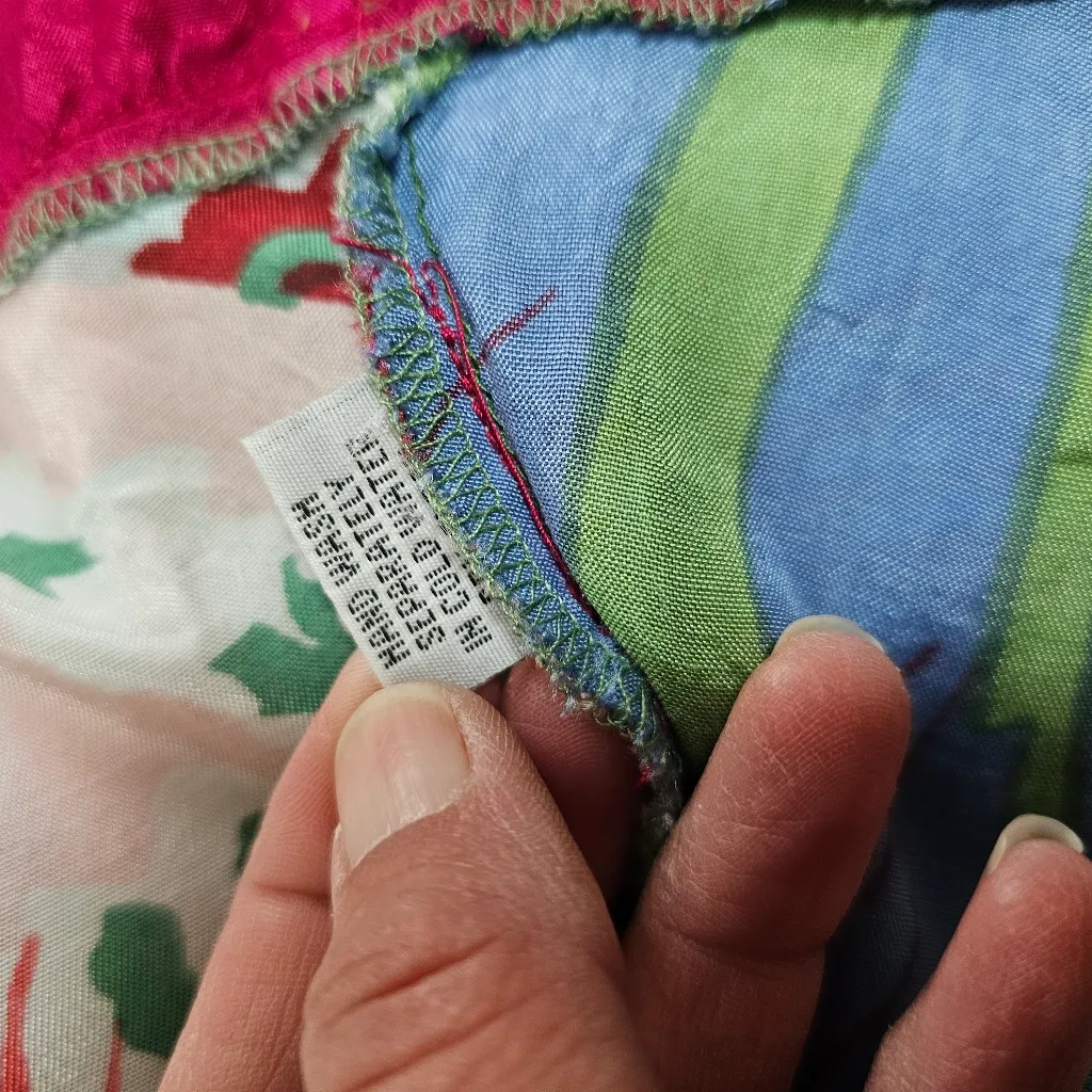 Luv 2 Luv Green & Raspberry Floral Multi Print Patchwork Ruffle Dress Size Small - Image 8