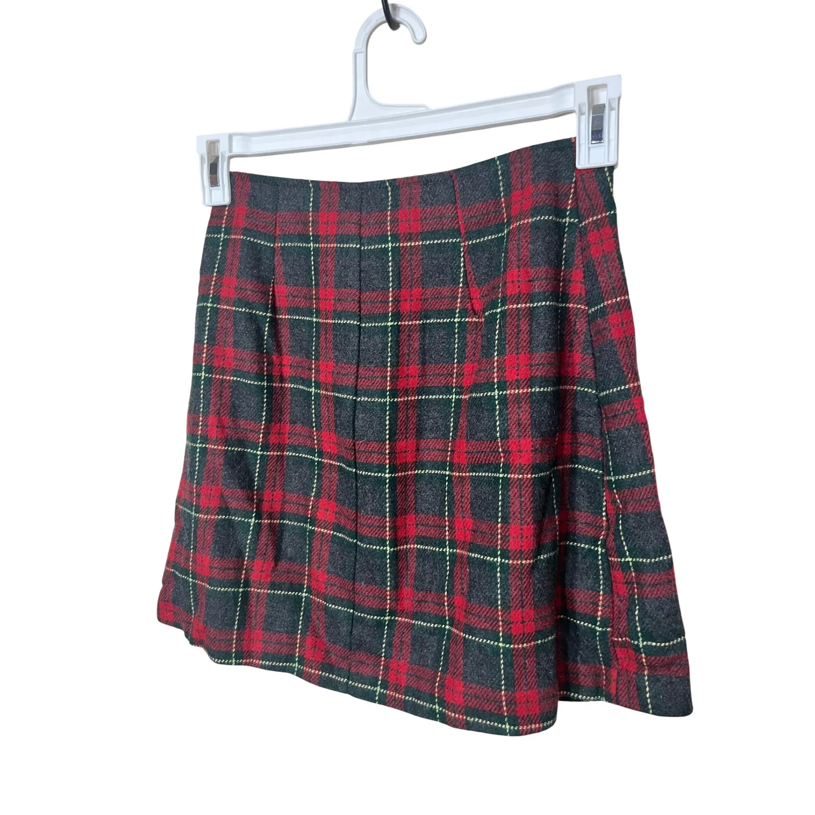 A. Byer California Vintage‎ Plaid Mini Skirt Button Front Red Green Grey Size 5 - Image 5
