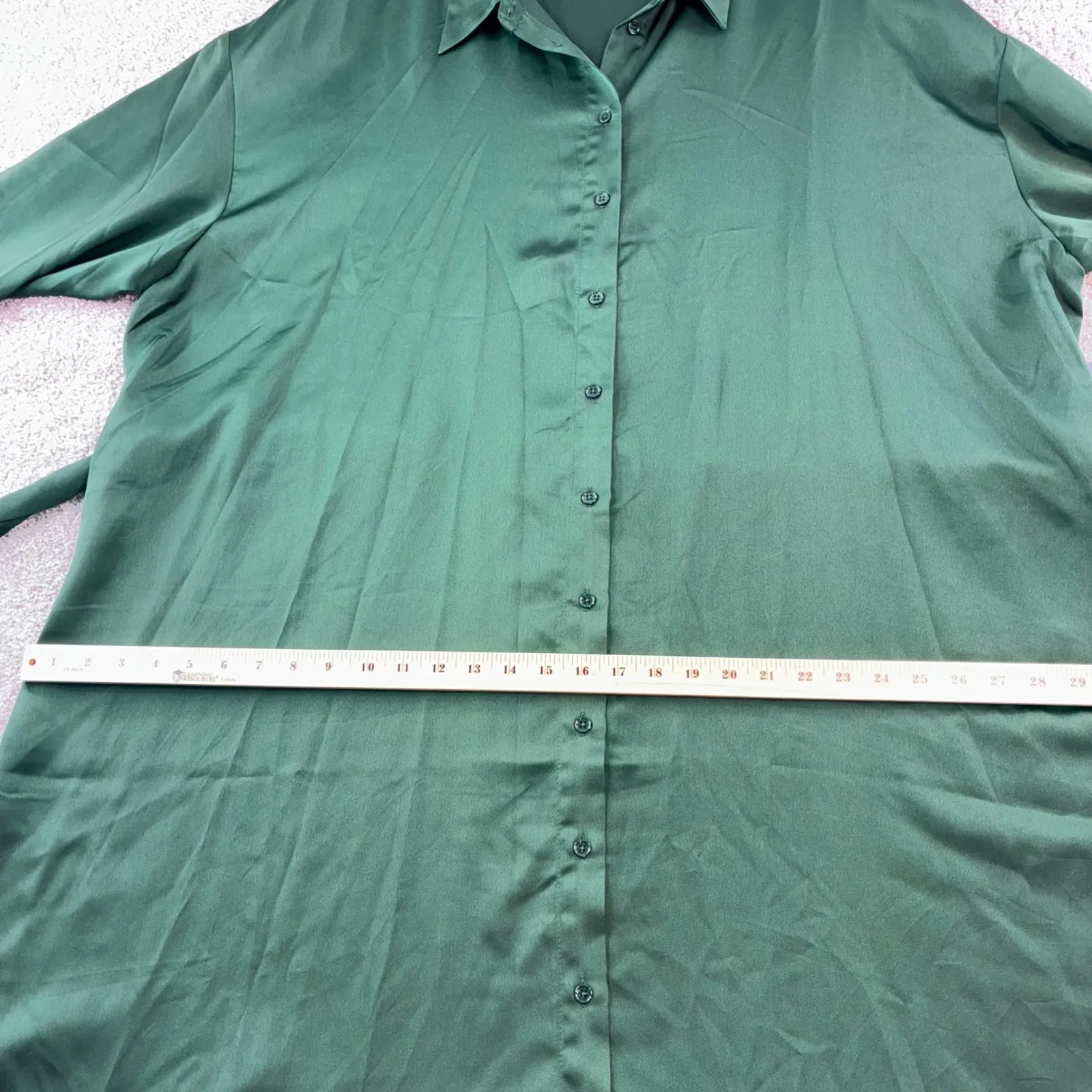 NWT ELOQUII Womens 26W Satin Button Front Midi Shirt‎ Dress Belted Green Trendy - Image 7